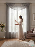 Window Elements Diamond Sheer Voile 216-inch Curtain Scarf (Grey)