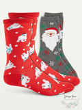 Charter Club Womens Holiday Crew Socks, 2 pack