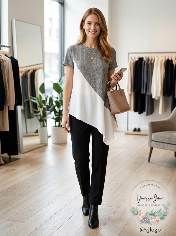 Bar III Asymmetrical Colorblocked Top, Size XL