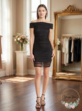 Bebe Off the Shoulder Ruched Mesh Body-Con Dress, Size Medium