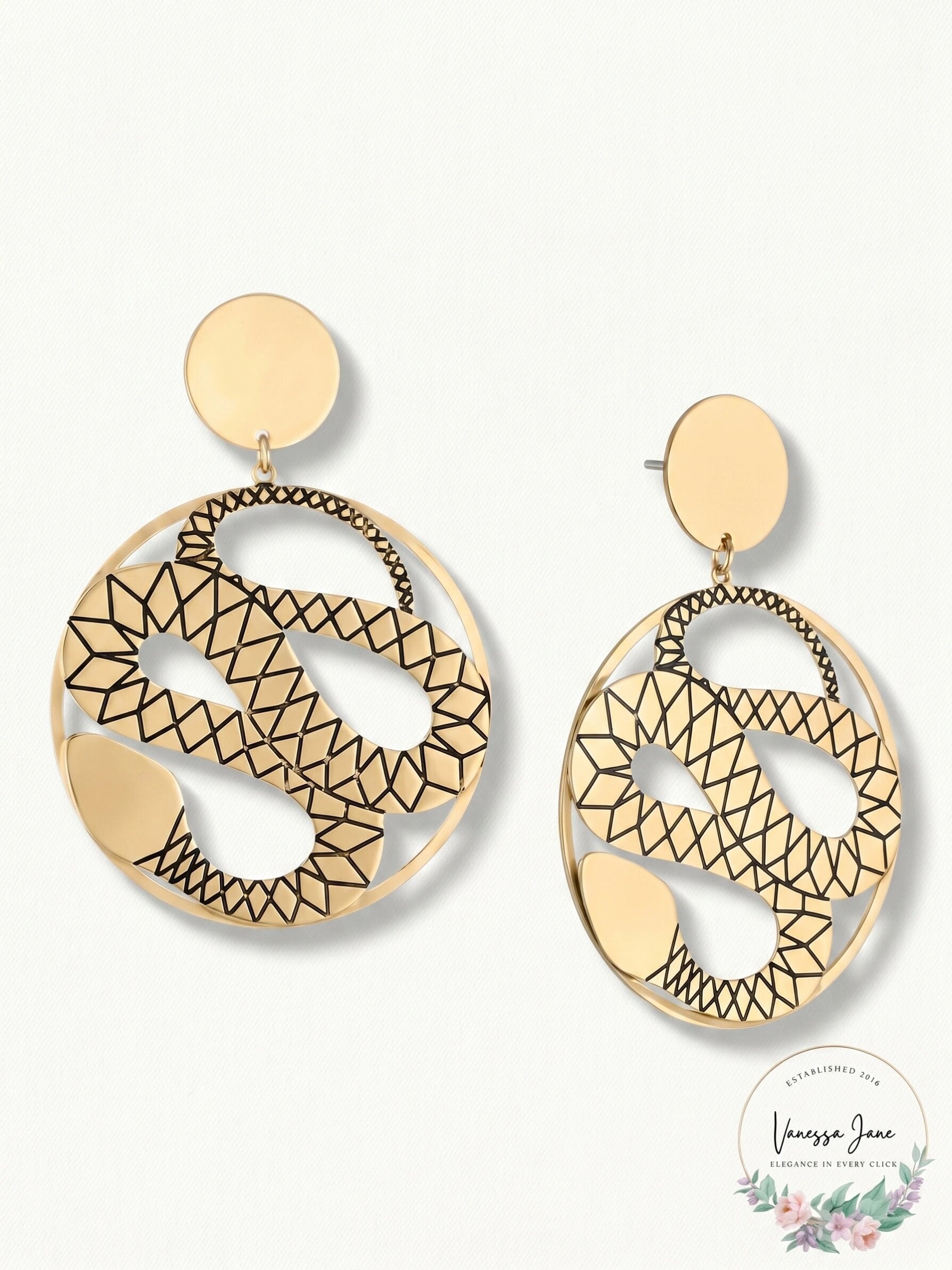 Rachel Rachel Roy Gold-Tone Snake Disc Drop Earrings