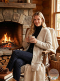 Karen Kane Taupe Womens Grandpa Cardigan, Size Medium