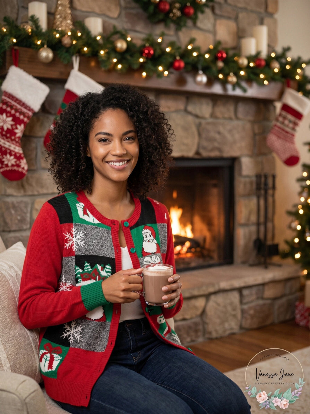 Ugly Christmas Sweater Women's Xmas Patchwork Cardigan