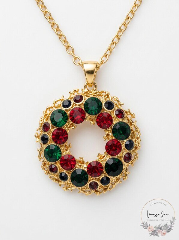 Charter Club Gold-Tone Crystal Wreath Pendant Necklace