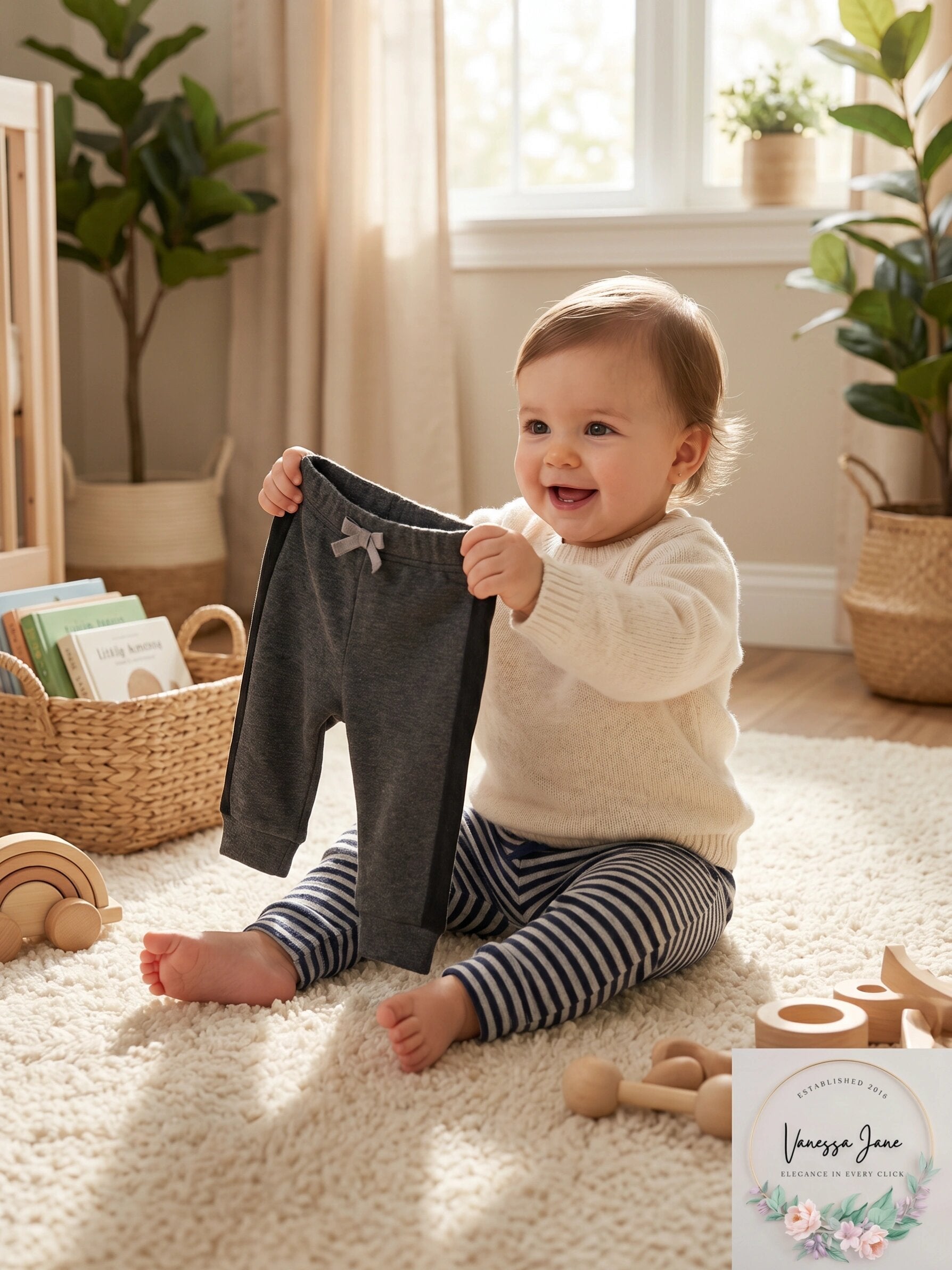 Lot OF Two First Impressions Baby Boy Play Pants, Size 12Months