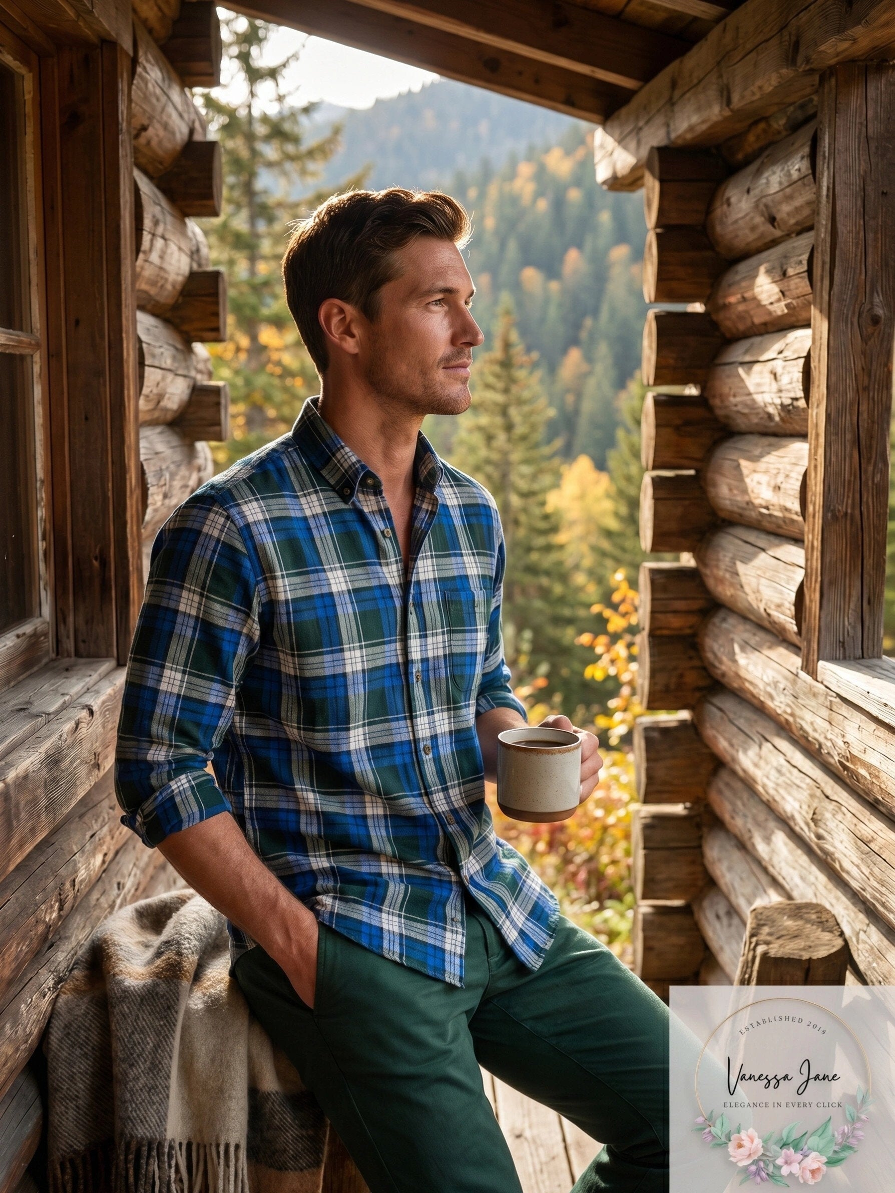Club Room Mens Stretch Brushed Cotton Plaid Flannel Shirt