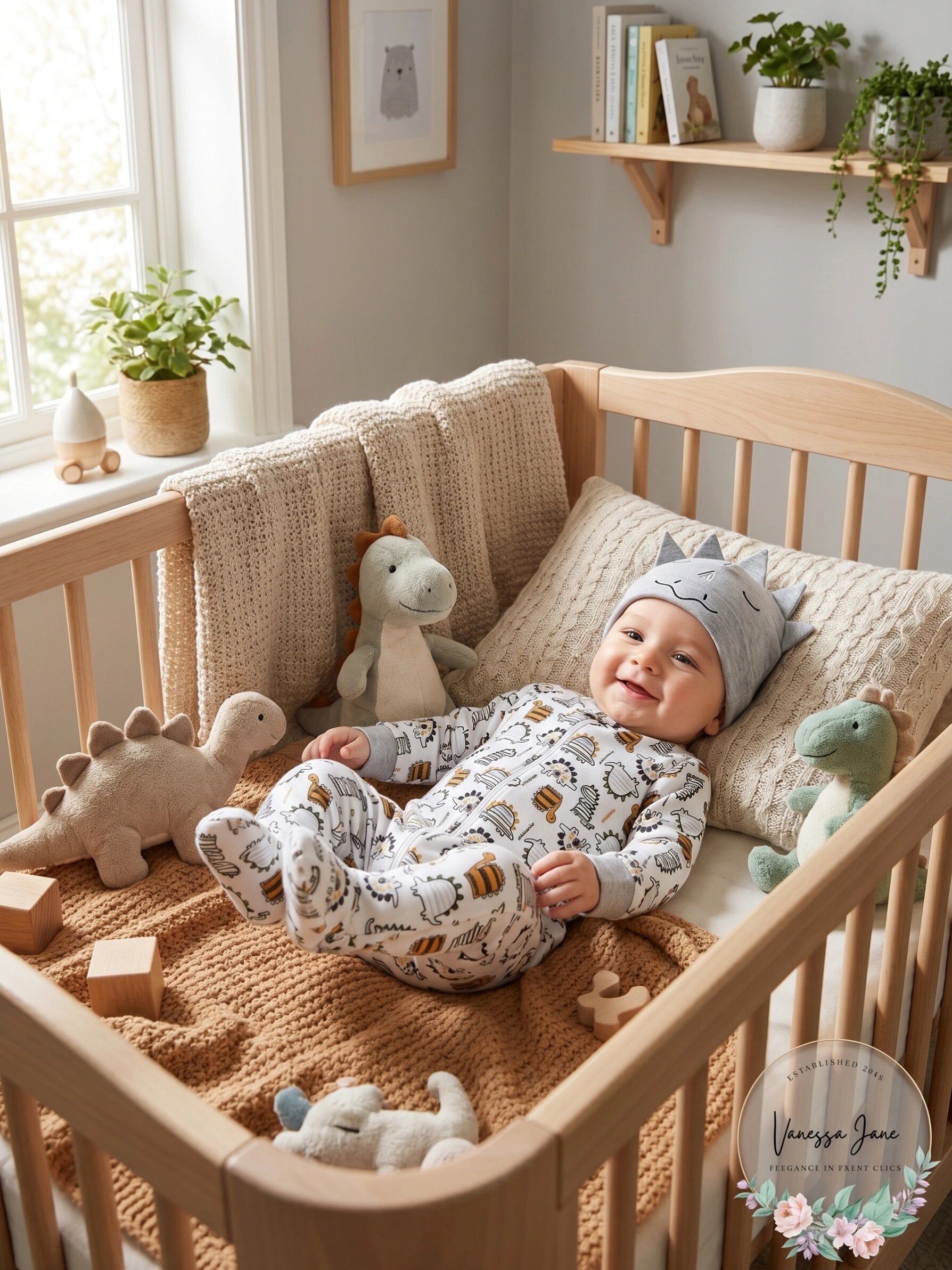 Chickpea Cutie Pie Baby Baby Boys Printed Cotton Coverall and Hat Set