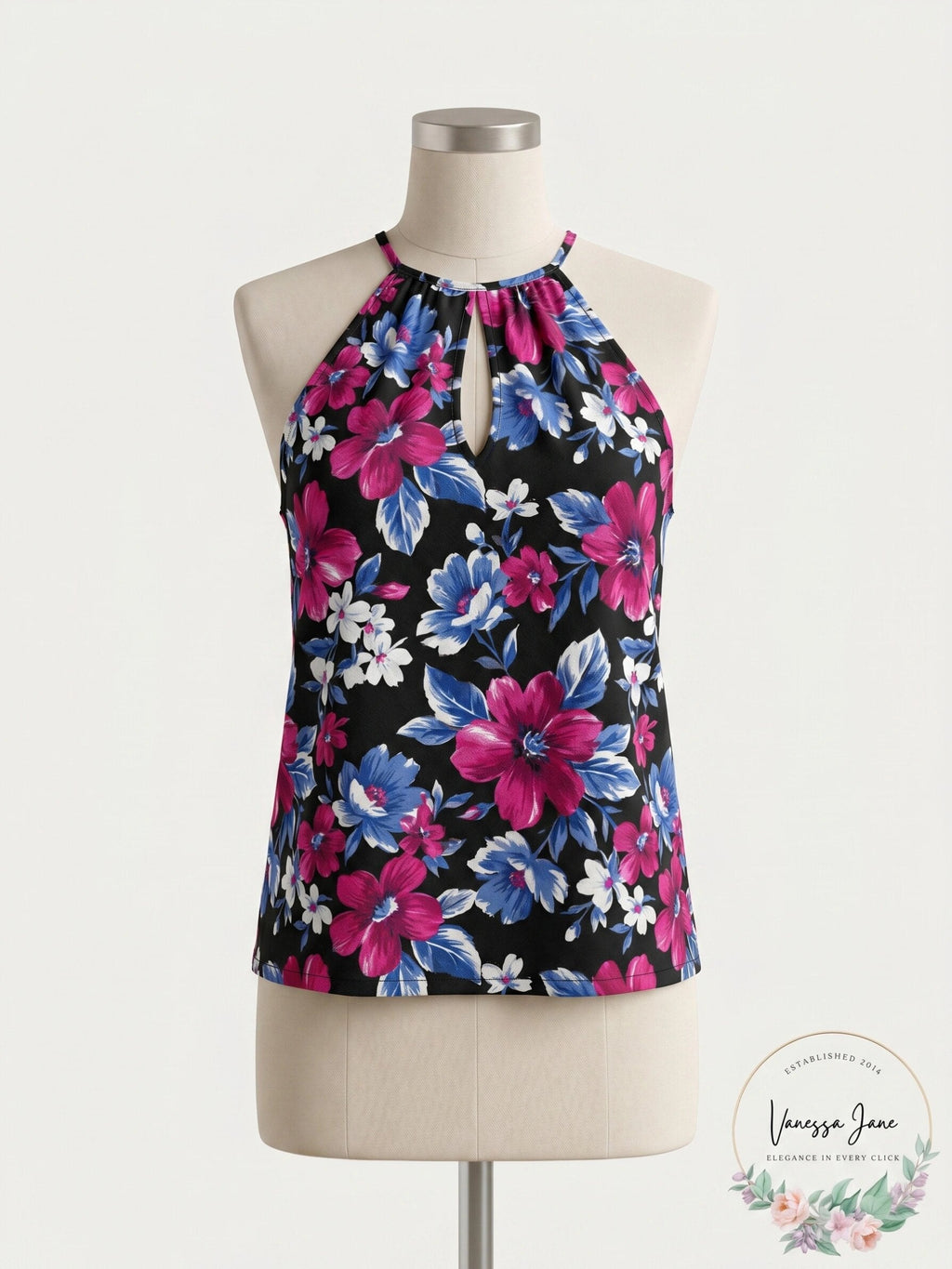 Island Escape Swim Keyhole Top Purple Floral , Size 6