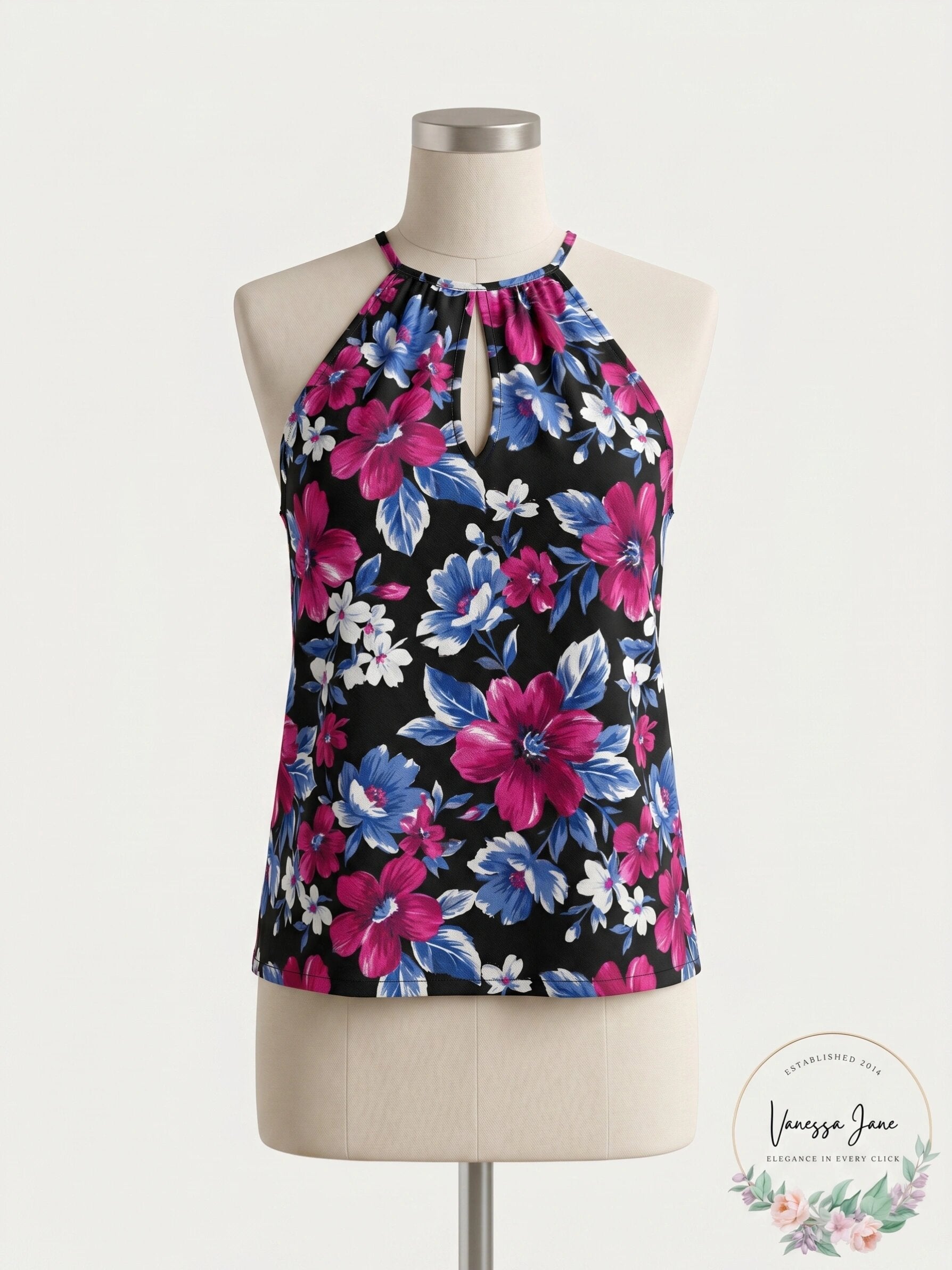 Island Escape Swim Keyhole Top Purple Floral , Size 6