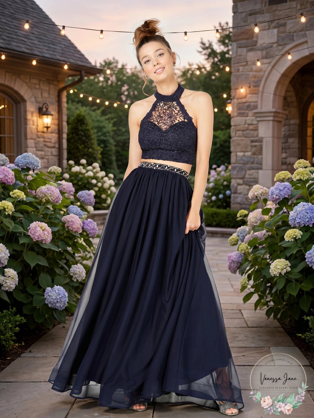 Sequin Hearts Juniors 2-Pc. Glitter Crochet Gown