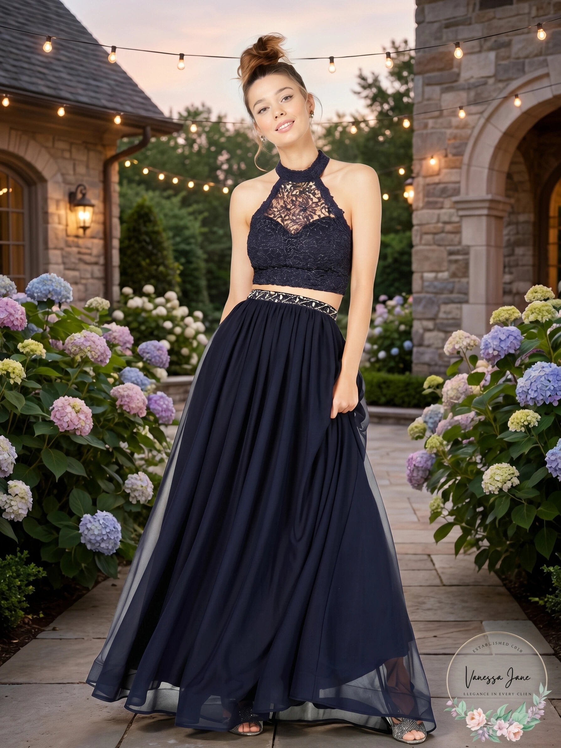 Sequin Hearts Juniors 2-Pc. Glitter Crochet Gown