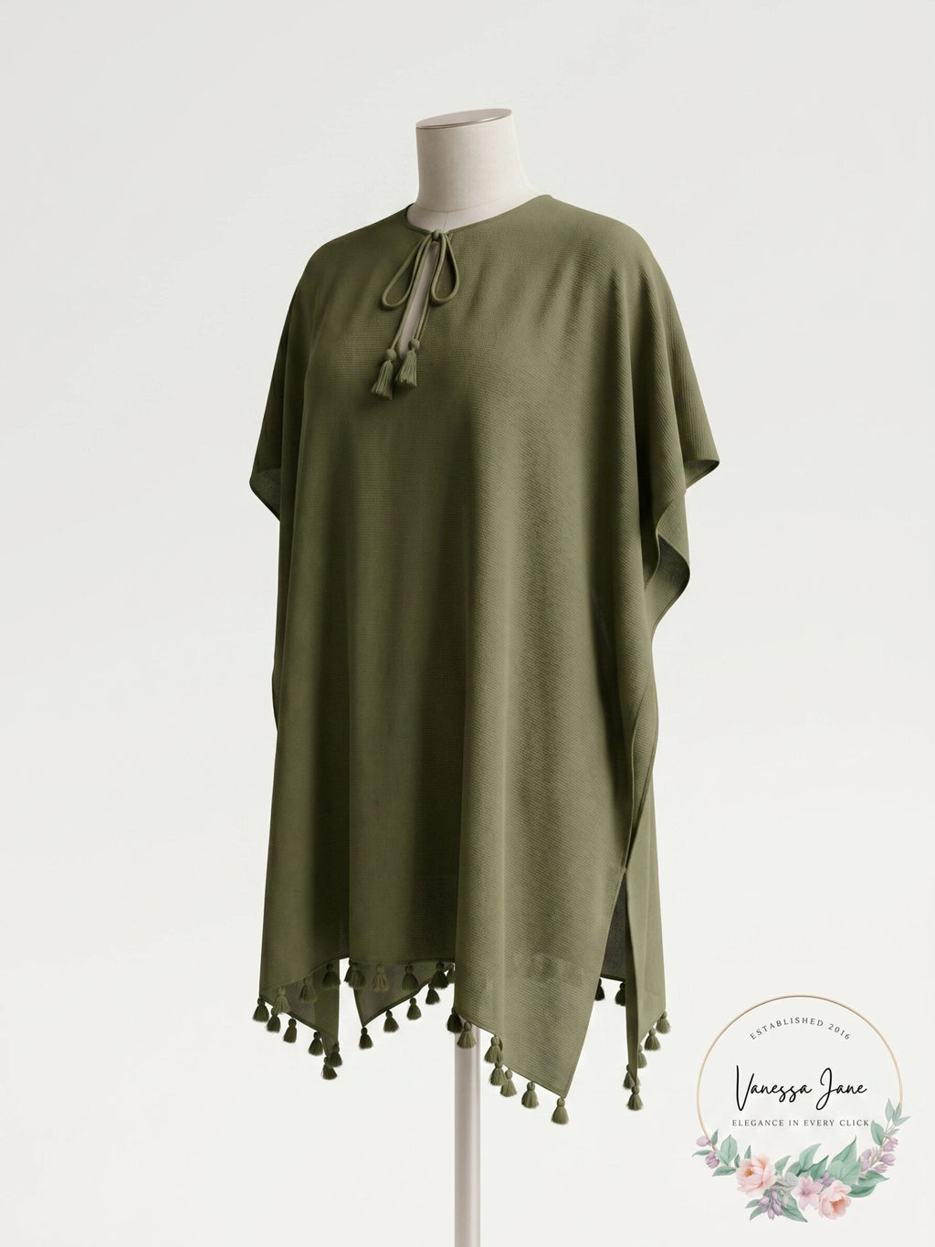 DKNY OLIVE Pom Pom Caftan Swim Cover-up US Large/X-Large