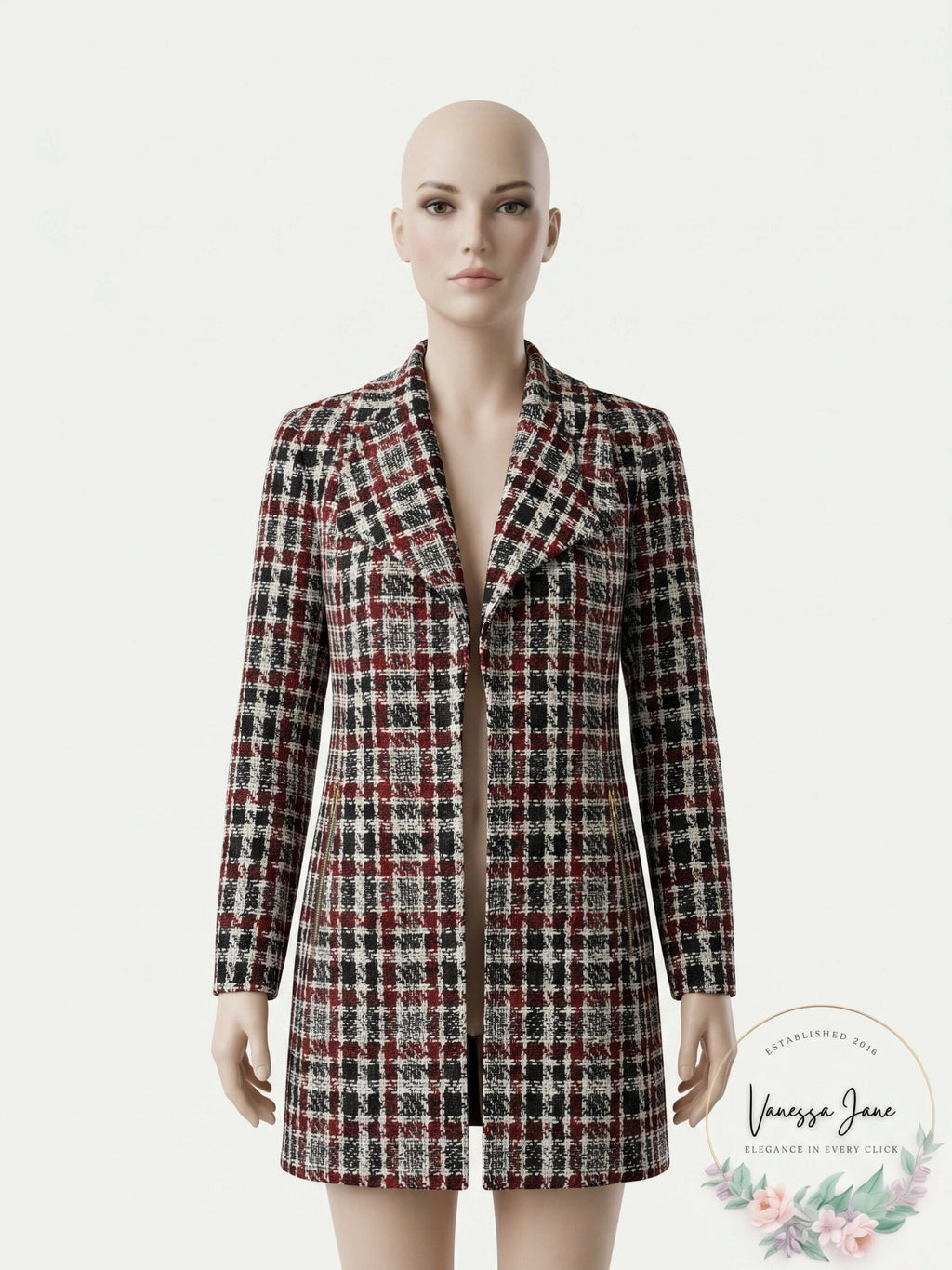 Calvin Klein Womens Black Plaid Jacket