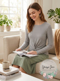Planet Gold Juniors Twist-Front Sparkly Ribbed Top