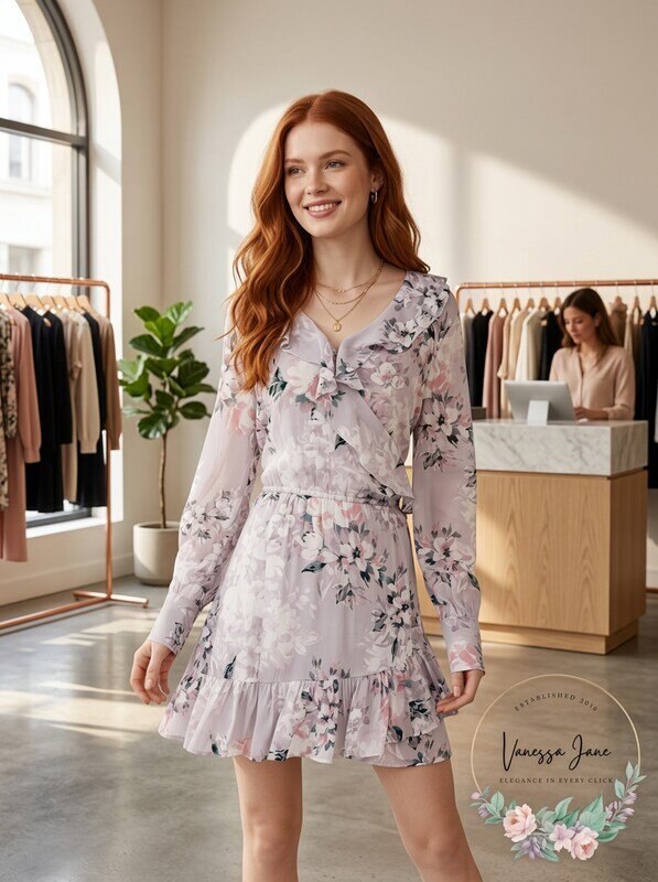 American Rag Juniors Printed Ruffle-Trimmed Wrap Dress