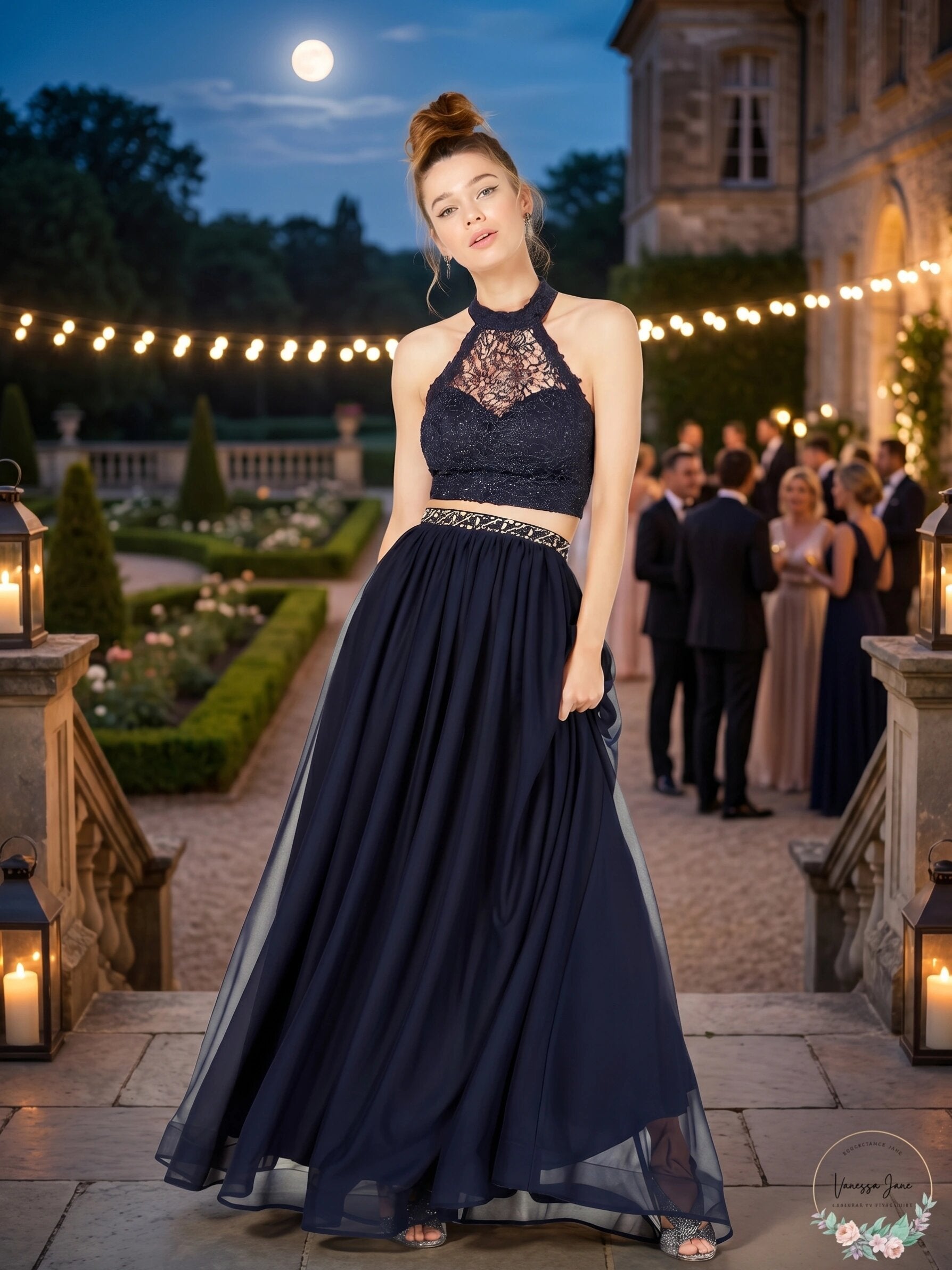 Sequin Hearts Juniors 2-Pc. Glitter Crochet Gown