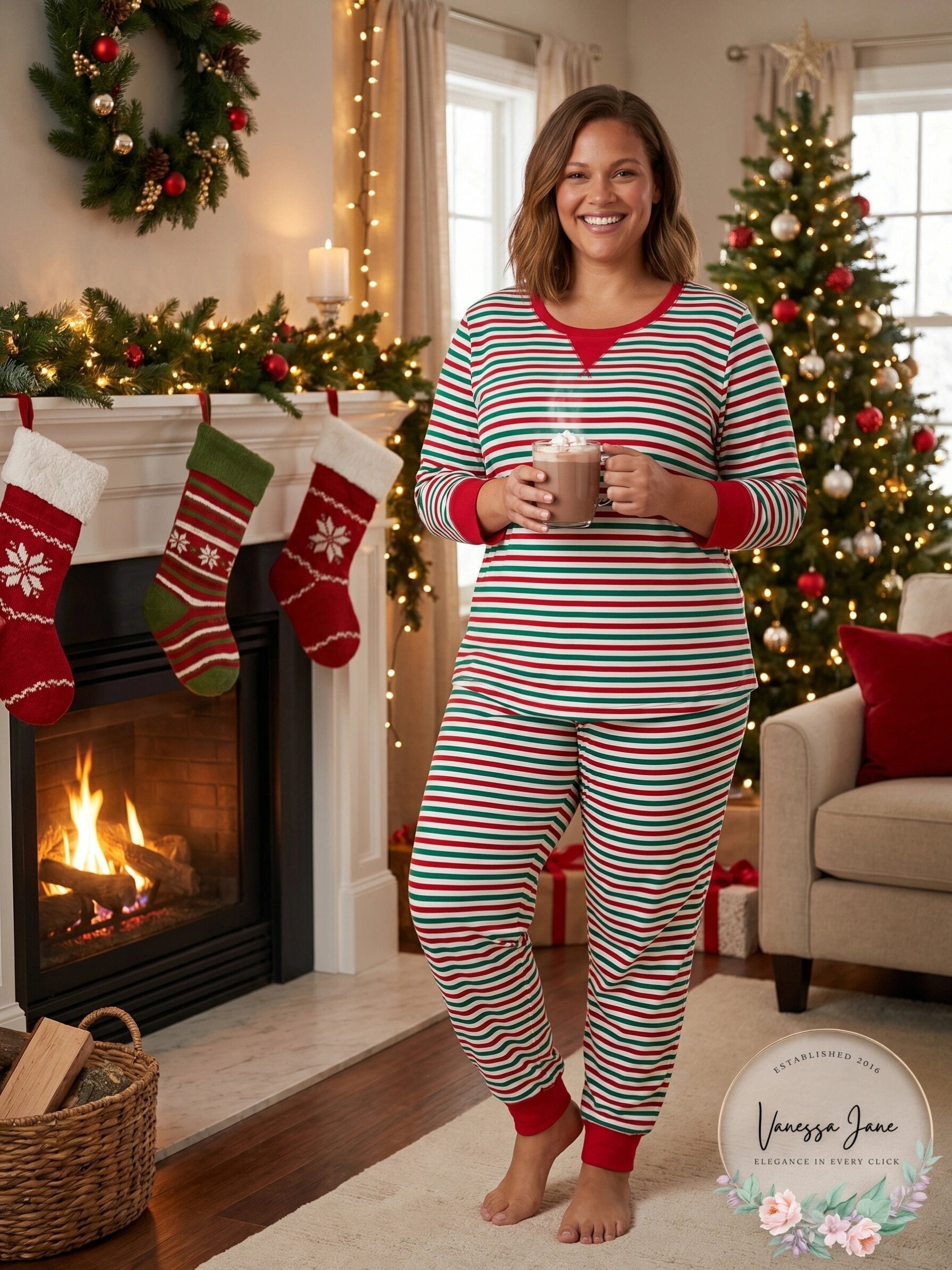 Family Pajamas Holiday Stripe Matching Pajama Set