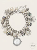 Holiday Lane Womens Snowflake Silver-Tone Charm Bracelet Watch 26mm