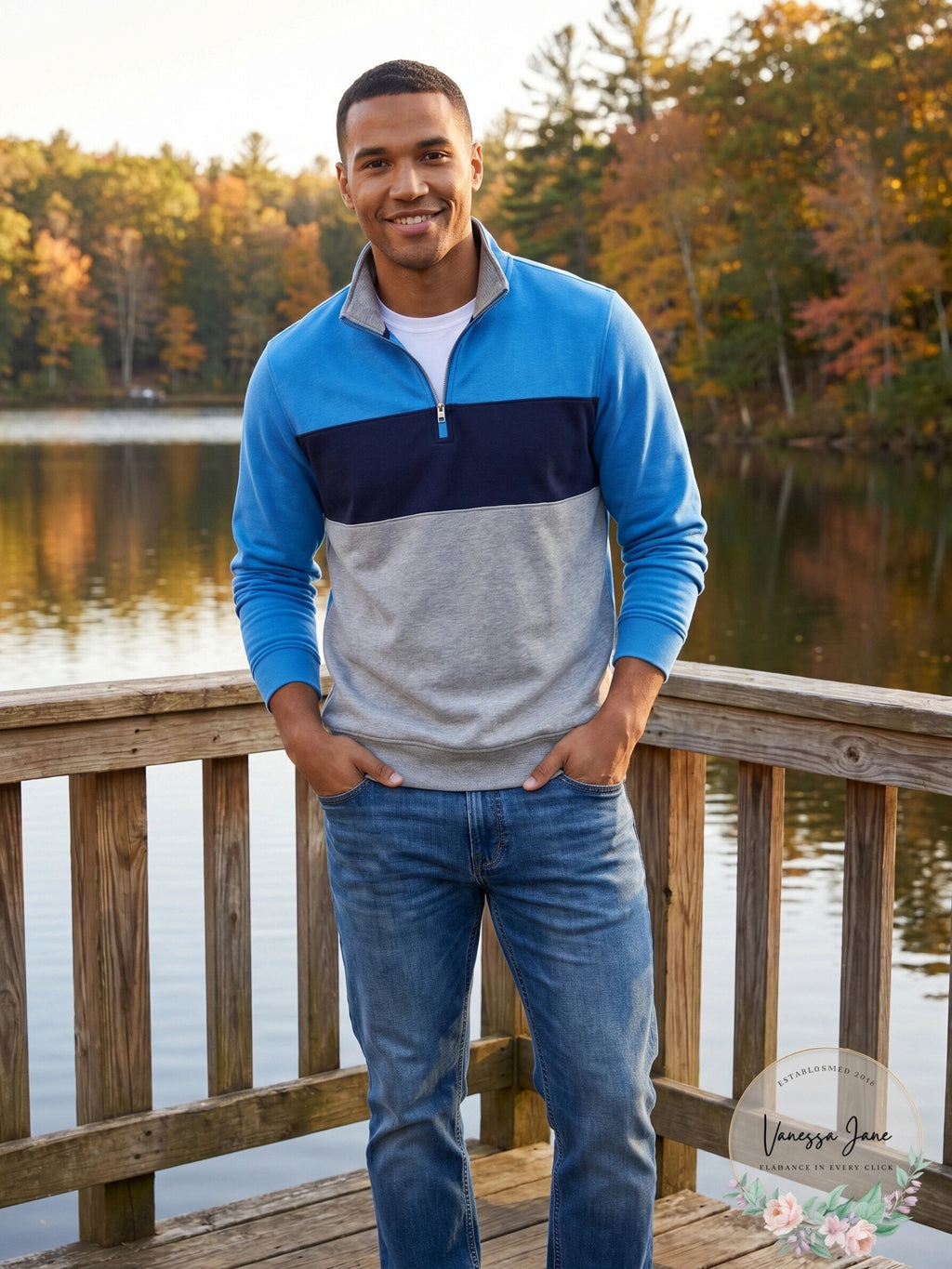 Club Room Mens Colorblocked 1/4-Zip Fleece Sweatshirt