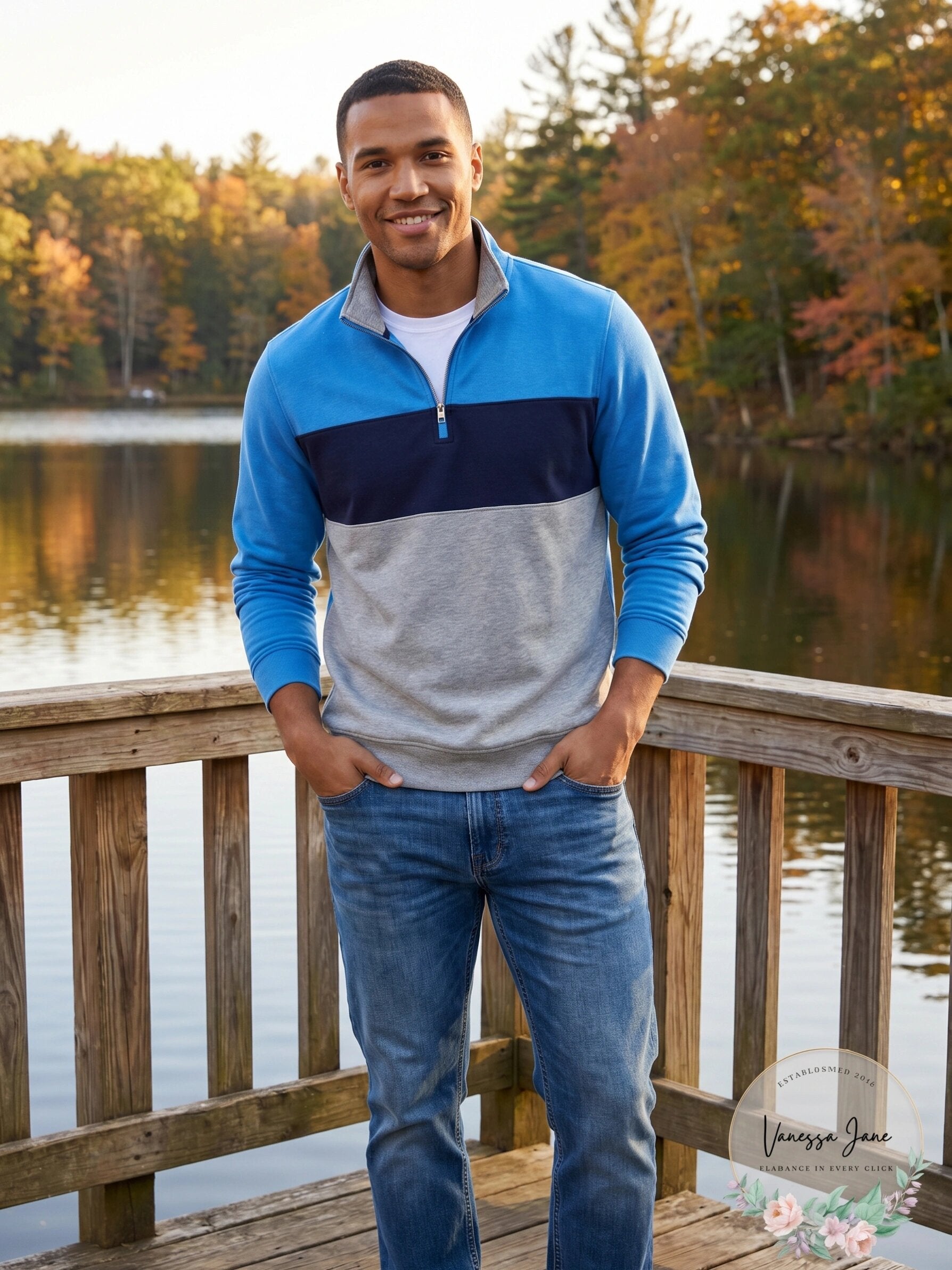 Club Room Mens Colorblocked 1/4-Zip Fleece Sweatshirt