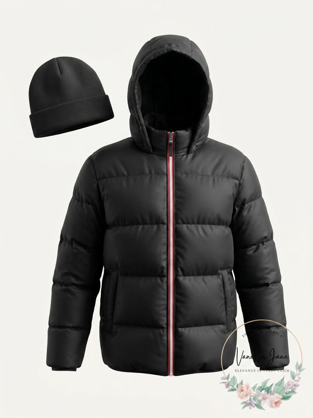 Ixtreme Toddler Boys Canvas Yoke Puffer Jacket with Fleece Hat Set, Size 3T