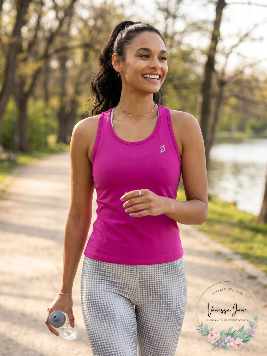 Peloton Pink Cadent Cropped Racer Tank Top, XL