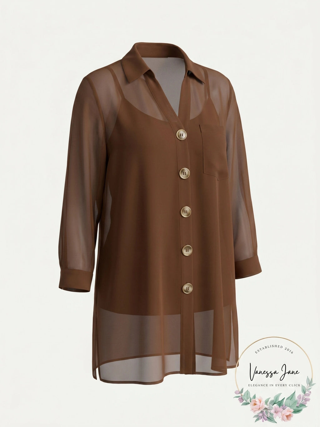 Alfani Chiffon Three-Button Tunic