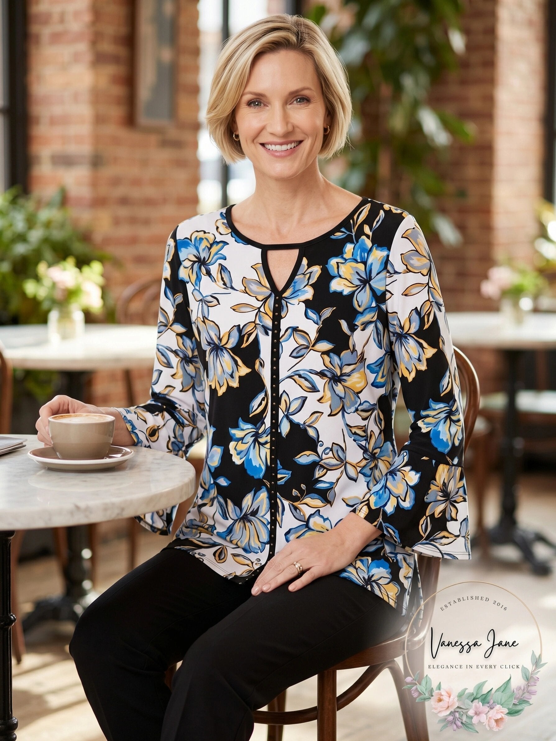 Jm Collection Women's Printed Tie-Sleeve Tunic, Size Small