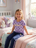 Max & Olivia Big Girls Two Piece Unicorn Long Leg Pajama Set, Size 7/8