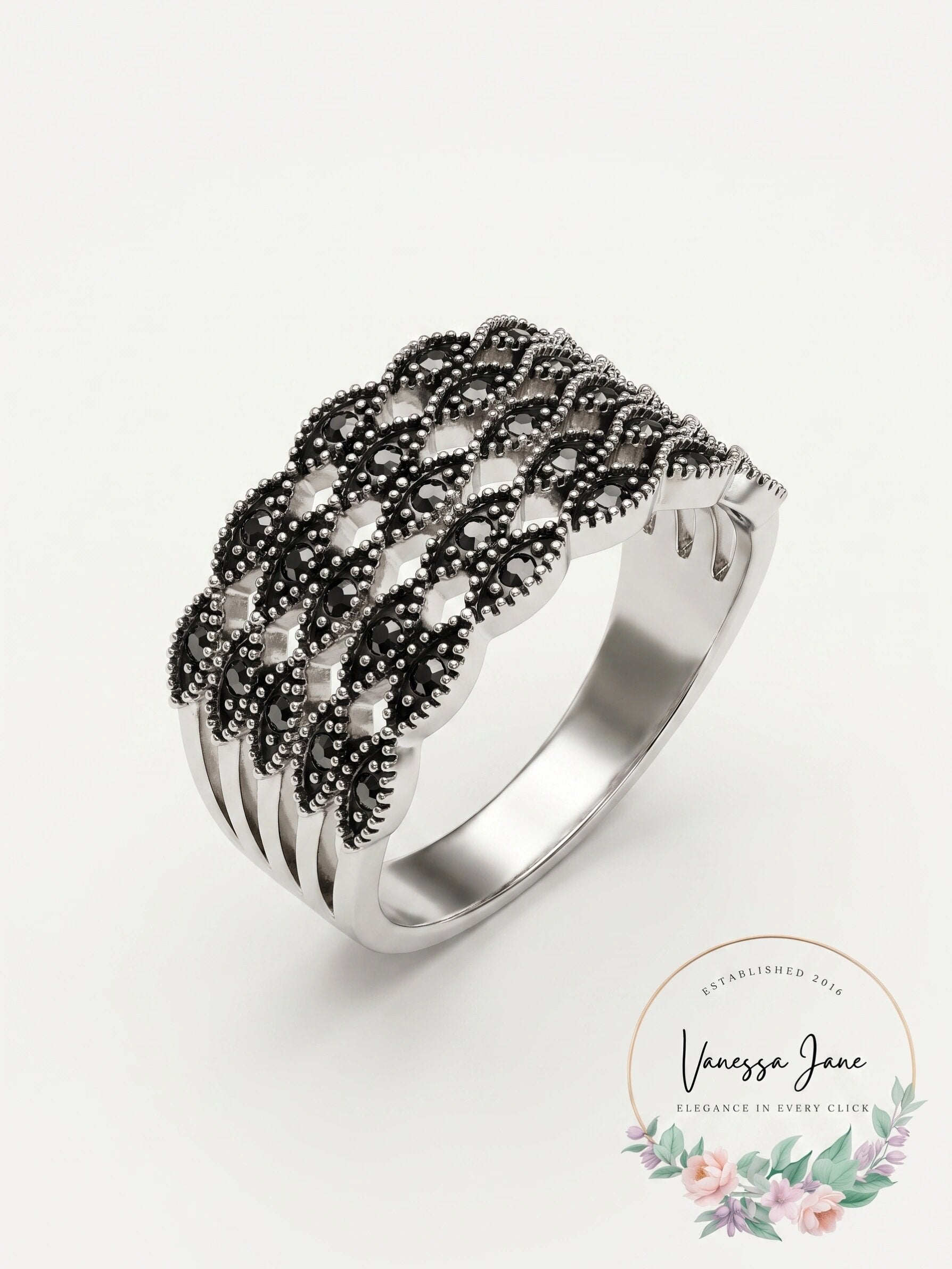 Inc Silver-Tone Crystal Multi-Row Basket Weave Ring, Size 9