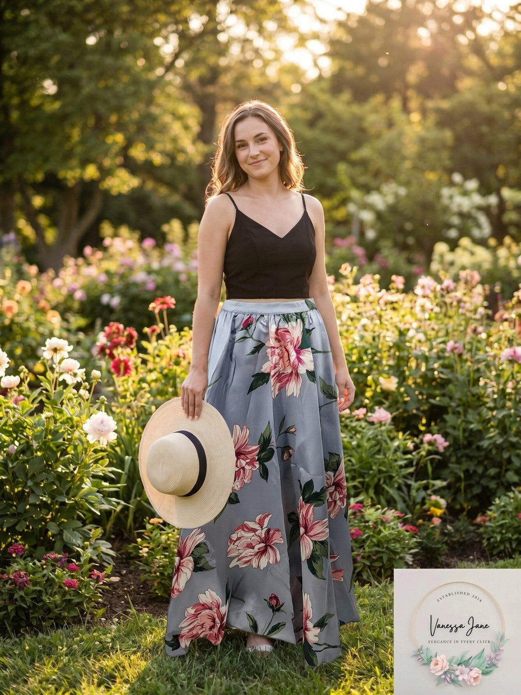 Speechless Juniors Floral Satin Skirt with Black Solid Cropped Top , Size 9