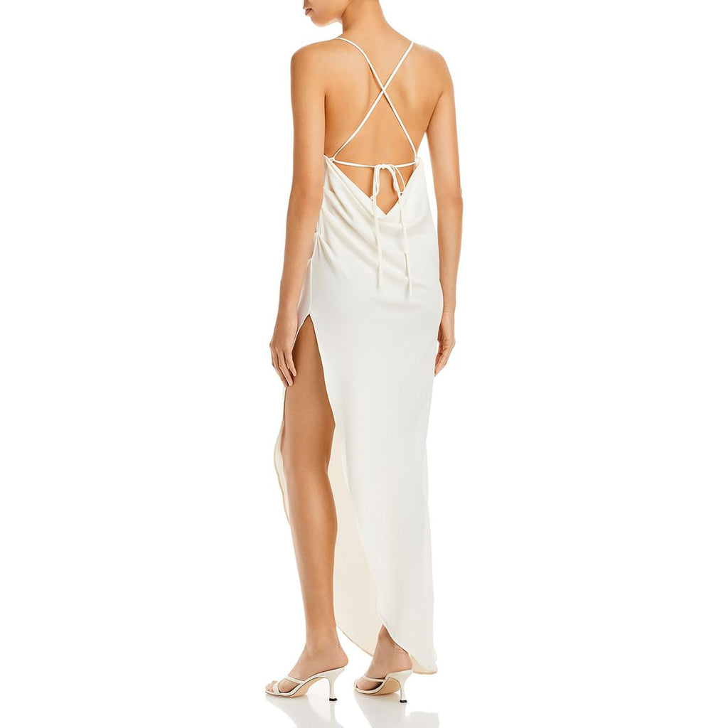 Aqua Womens Halter Cowl Neck Maxi Dress