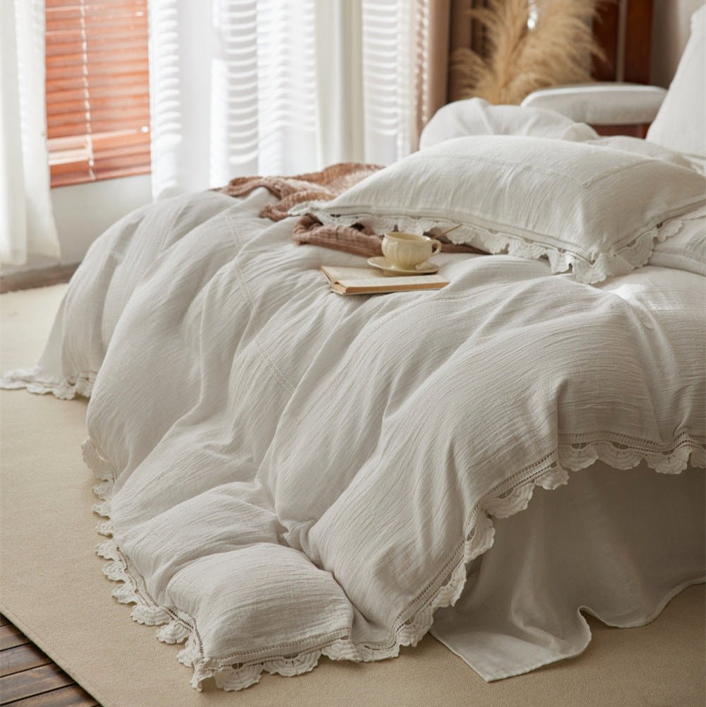 Isadora Lace Ruffle Double Gauze Bedding Set / Purple