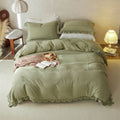 Isadora Lace Ruffle Double Gauze Bedding Set / Green