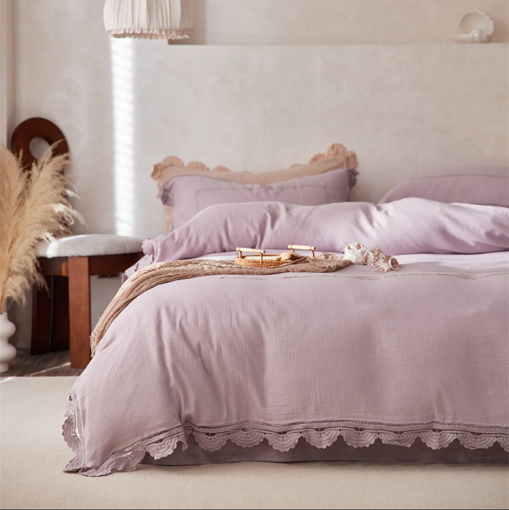 Isadora Lace Ruffle Double Gauze Bedding Set / Green