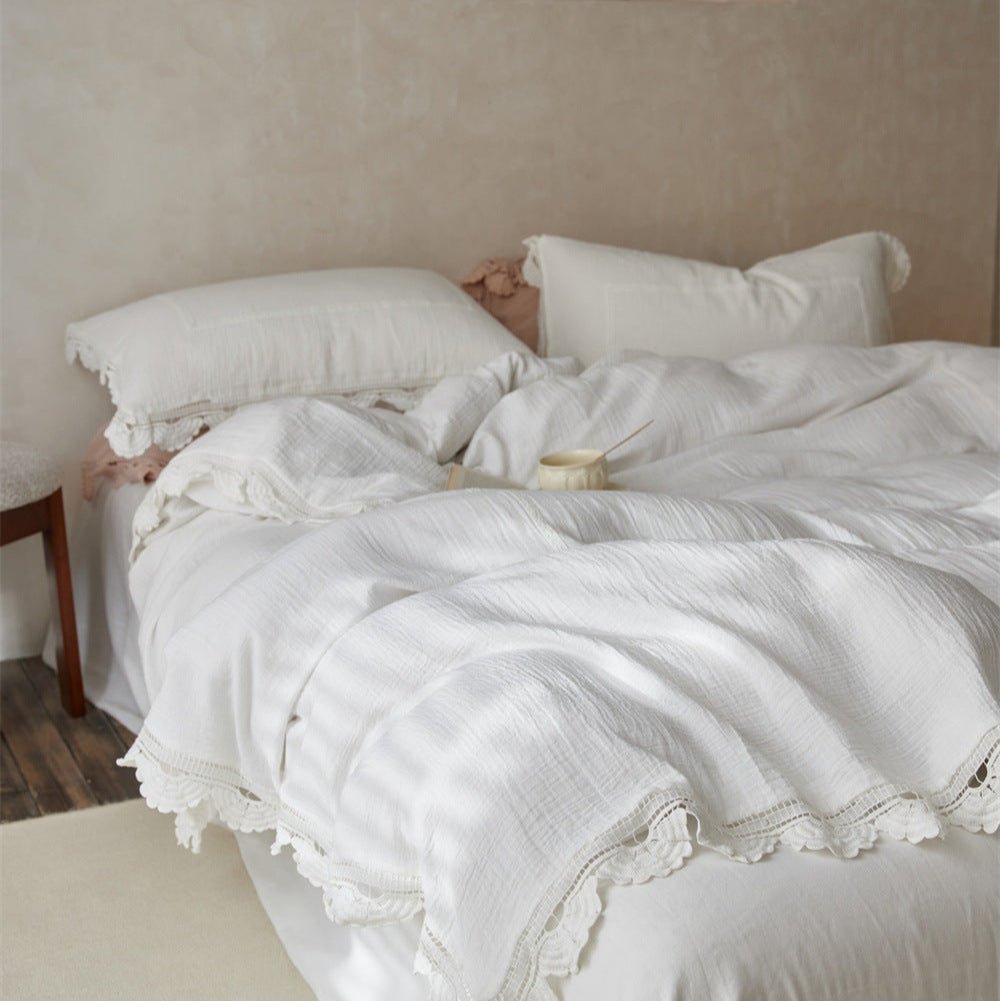 Isadora Lace Ruffle Double Gauze Bedding Set / Purple