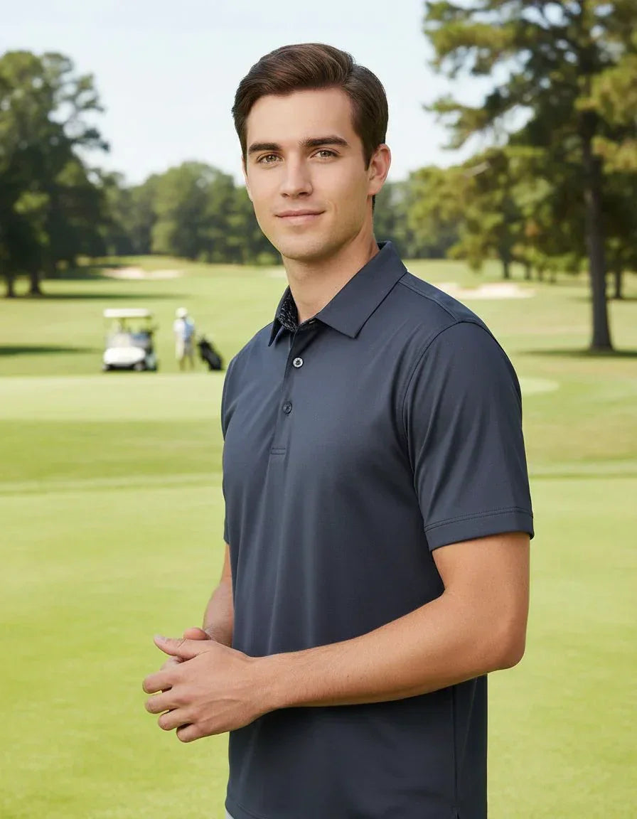 Personalized Groomsmen Golf Polo - Premium Vineyard print - Performance Fabric