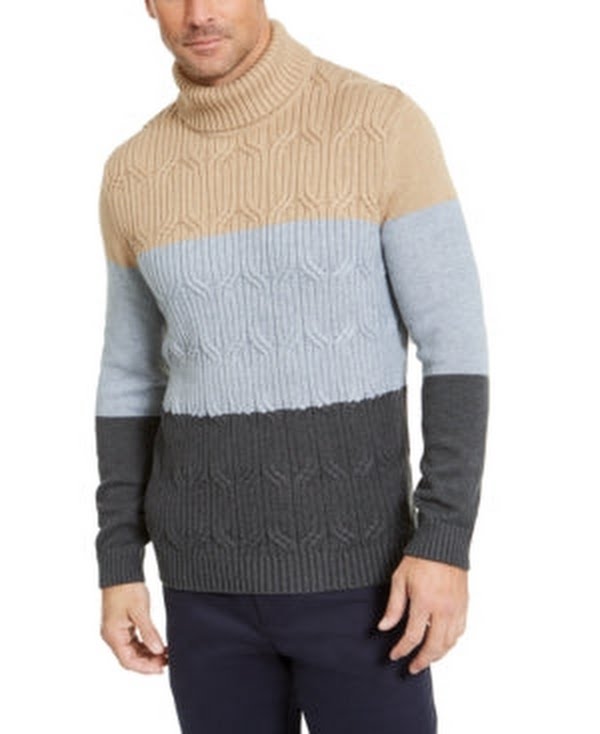 Tasso Elba Mens Colorblocked Knit Sweater, Large