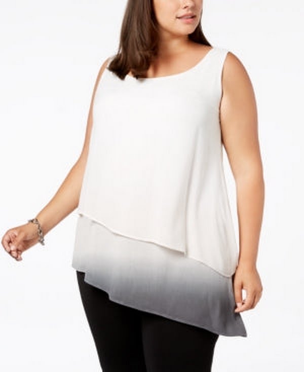 Joseph A 155603 Womens Asymmetric Dip Dye Tank Top