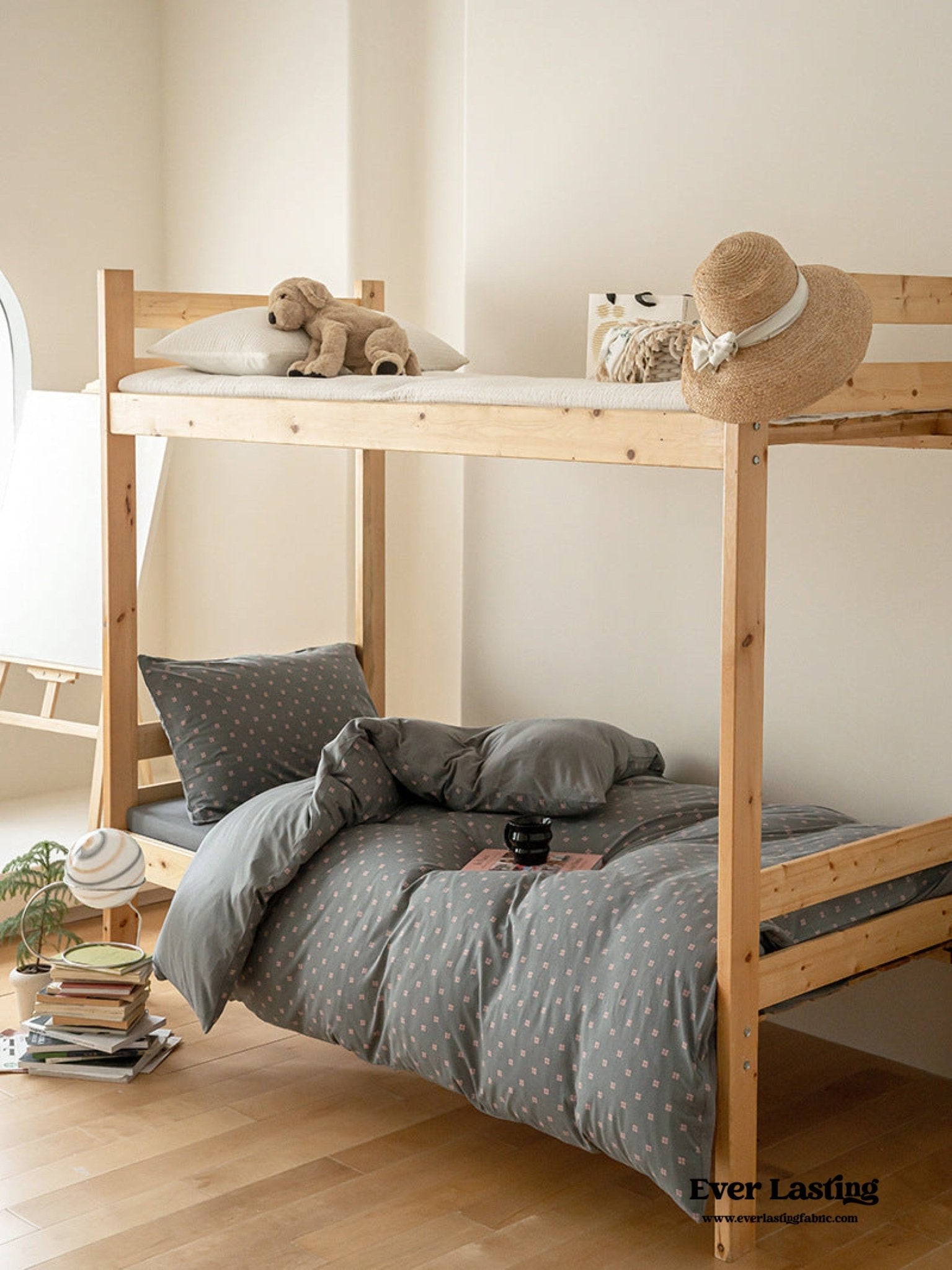 Jersey Knit Boho Twin Dorm Bedding Set / Beige Nude