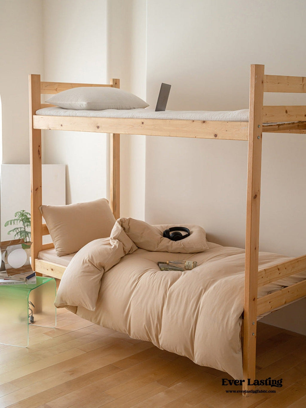 Jersey Knit Boho Twin Dorm Bedding Set / Beige Nude
