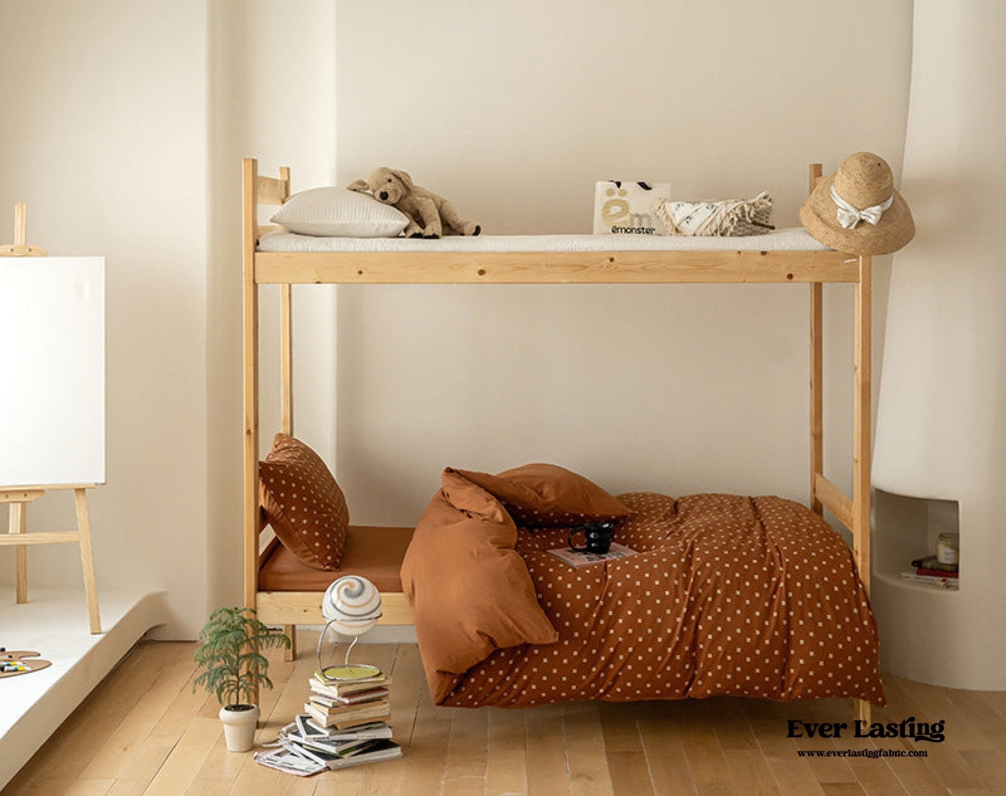 Jersey Knit Boho Twin Dorm Bedding Set / Beige Nude