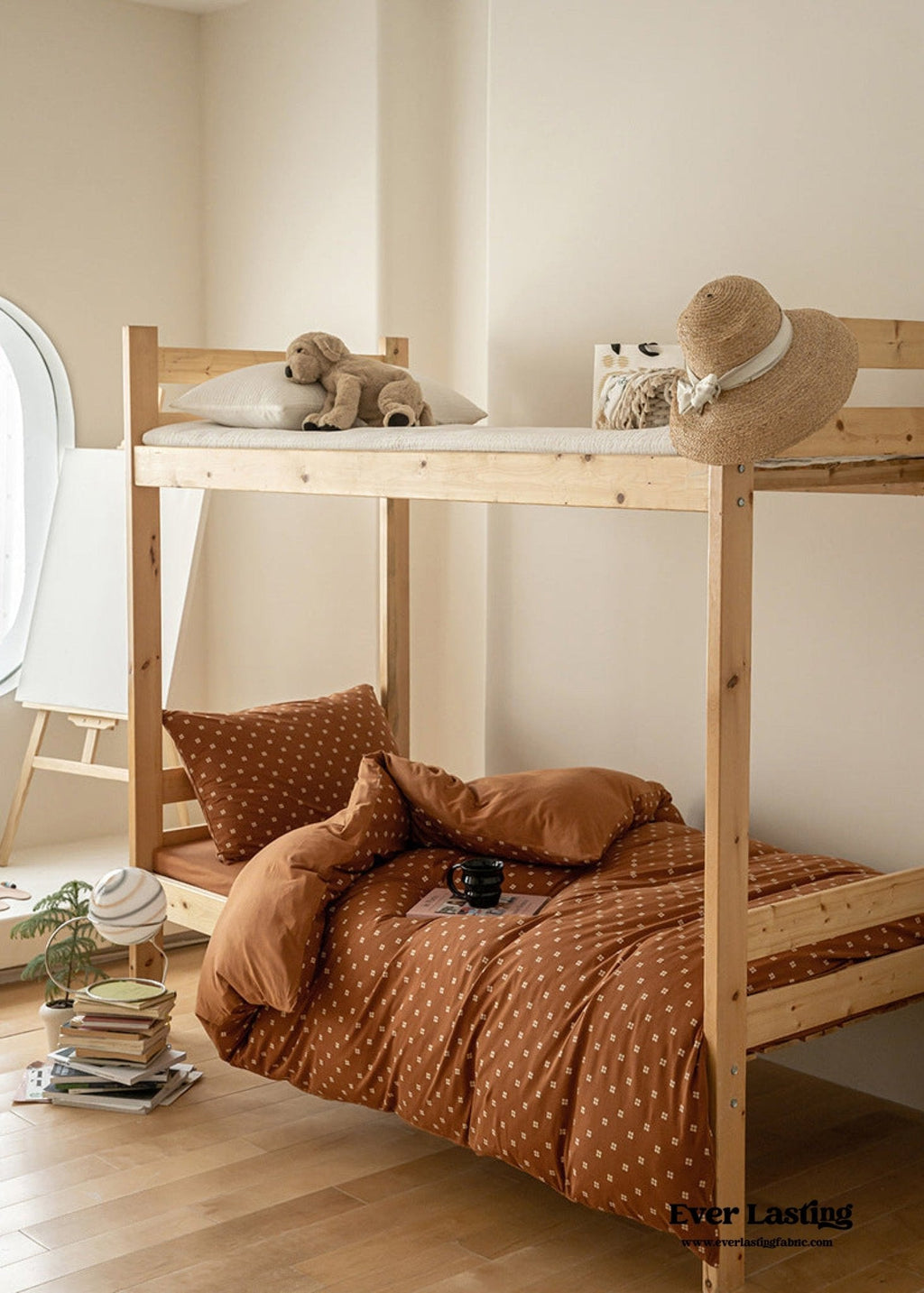 Jersey Knit Boho Twin Dorm Bedding Set / Beige Nude