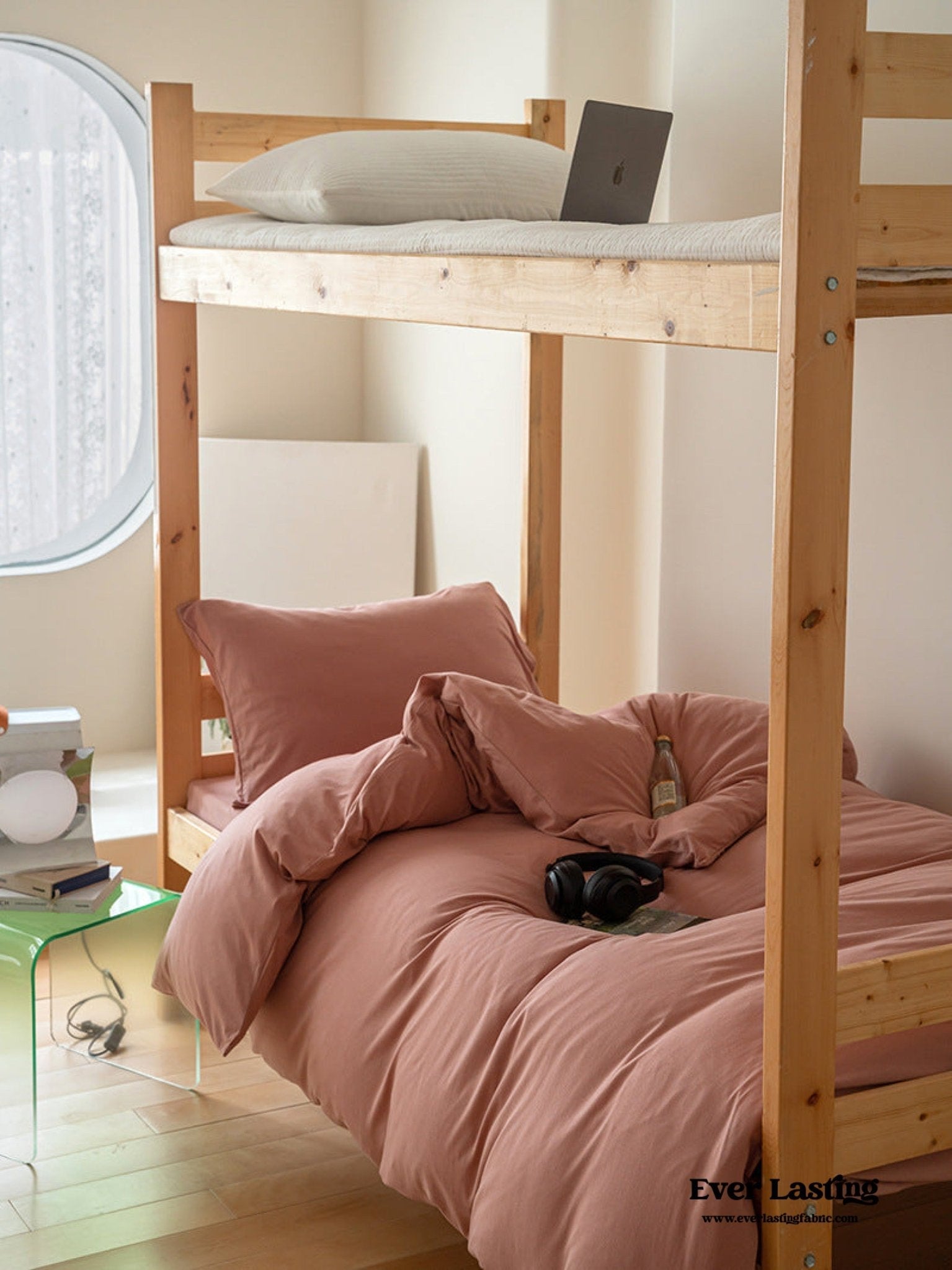 Jersey Knit Boho Twin Dorm Bedding Set / Beige Nude