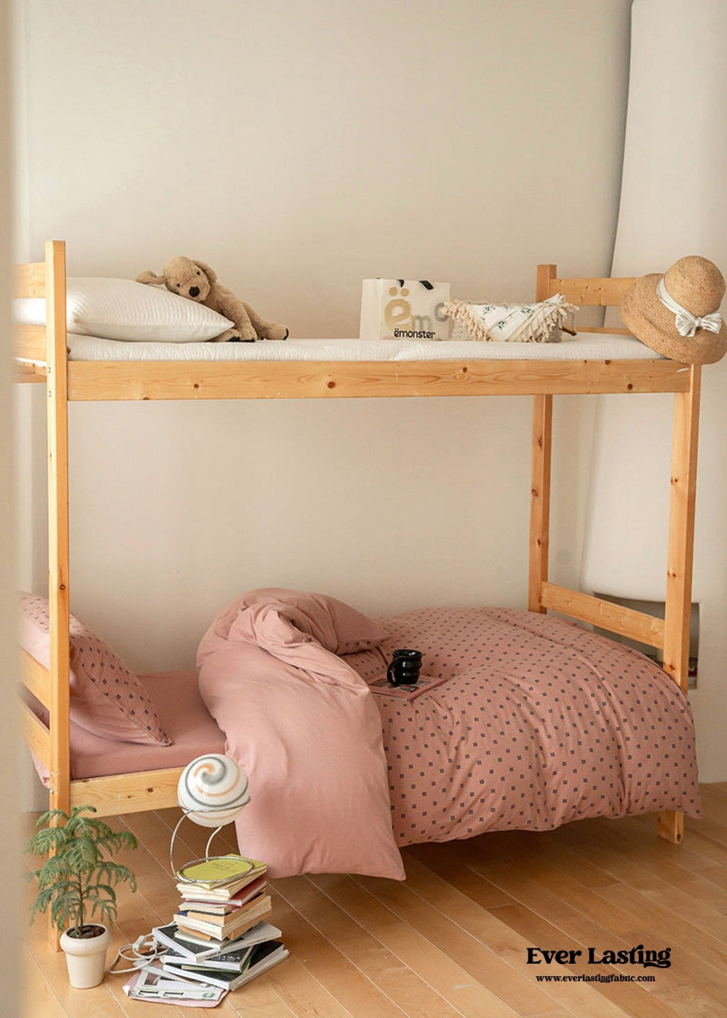 Jersey Knit Boho Twin Dorm Bedding Set / Beige Nude