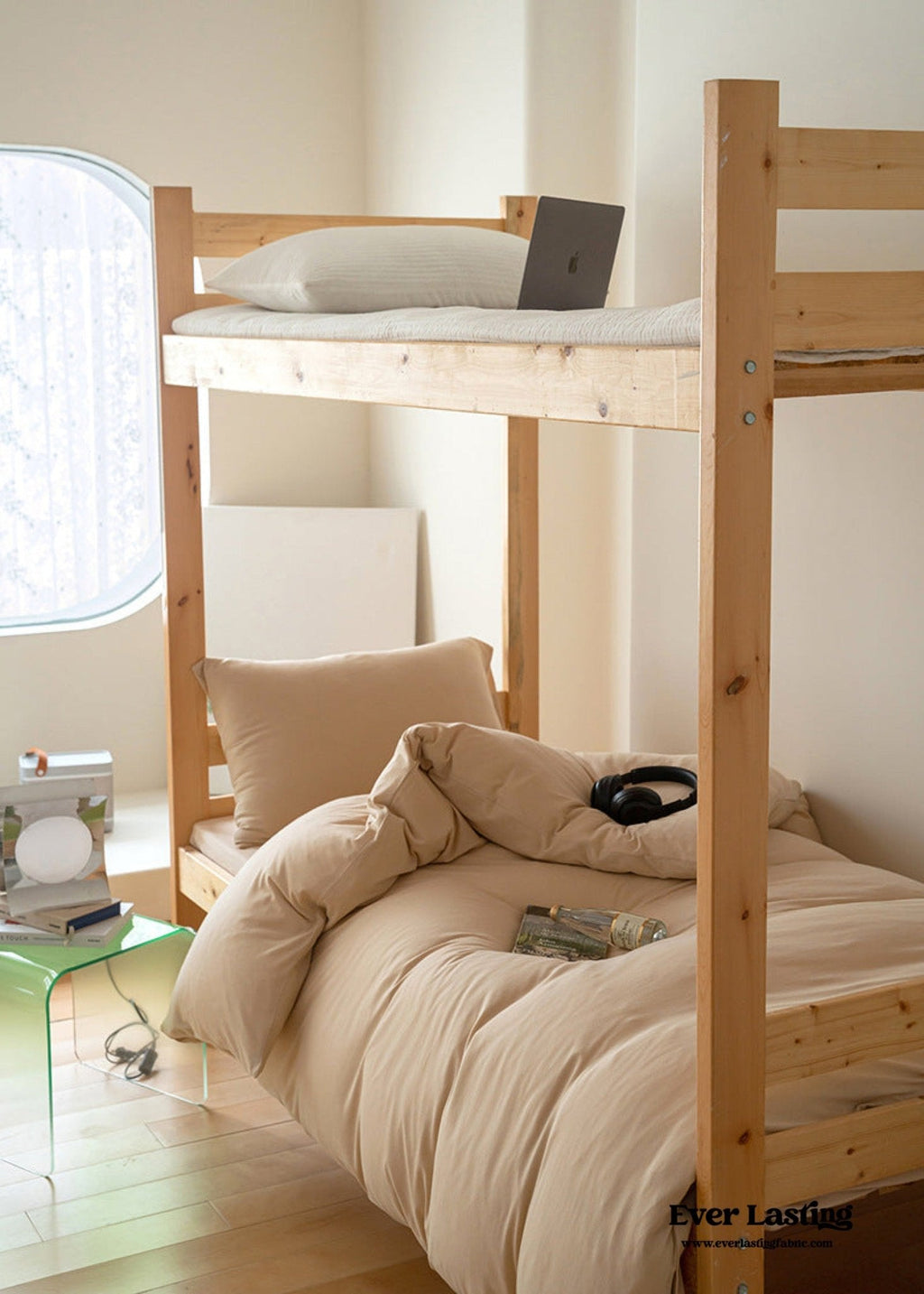 Jersey Knit Boho Twin Dorm Bedding Set / Beige Nude