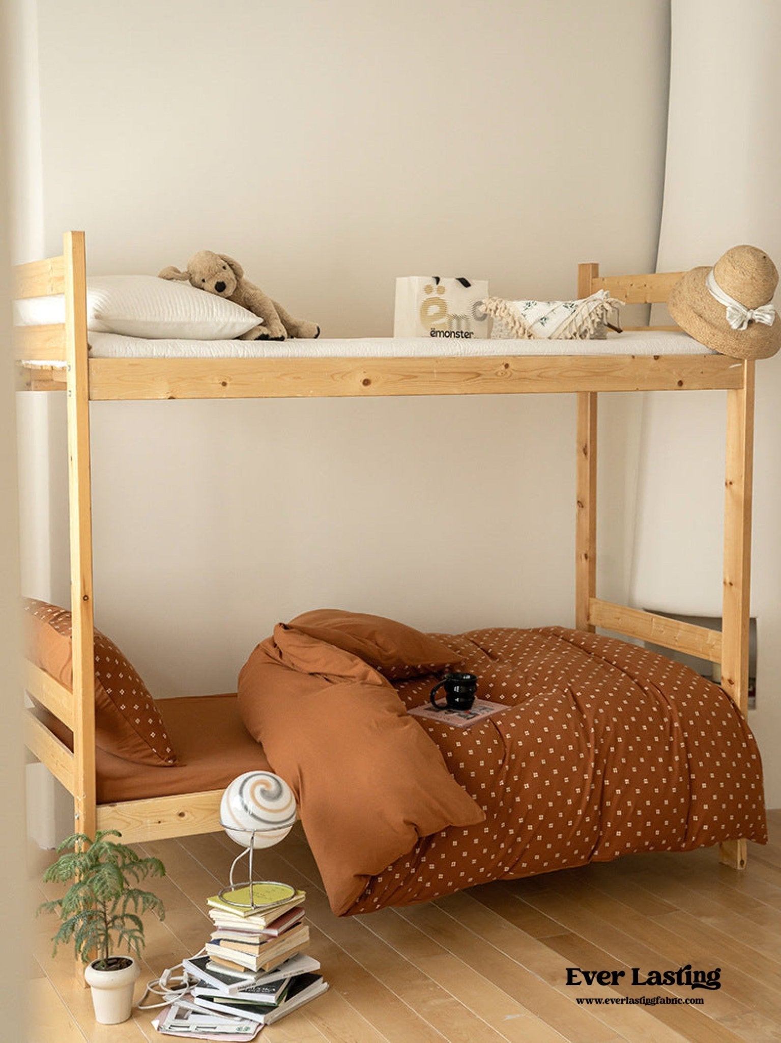 Jersey Knit Boho Twin Dorm Bedding Set / Burnt Orange