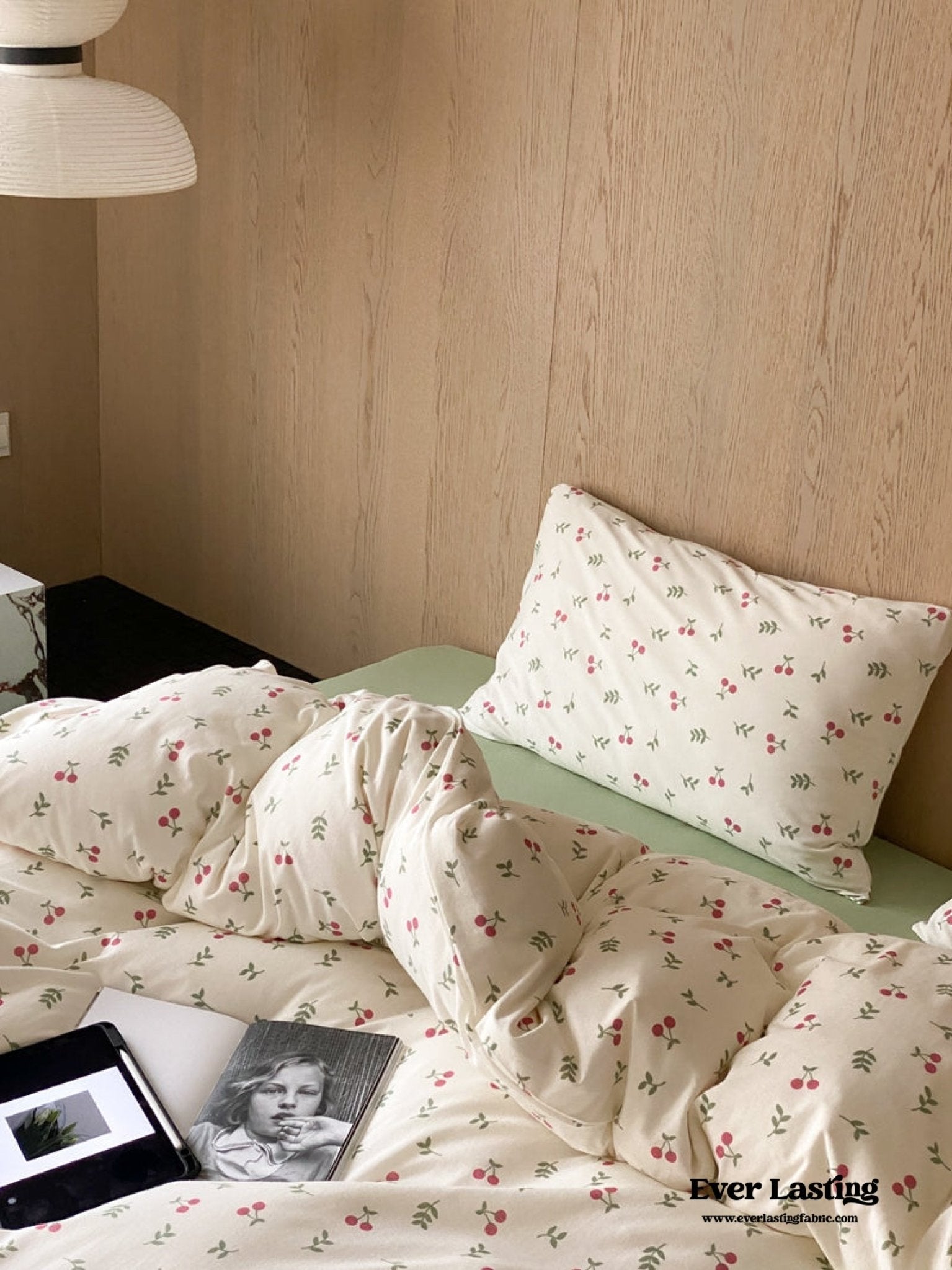 Jersey Knit Cotton Floral Bedding Set / Pink
