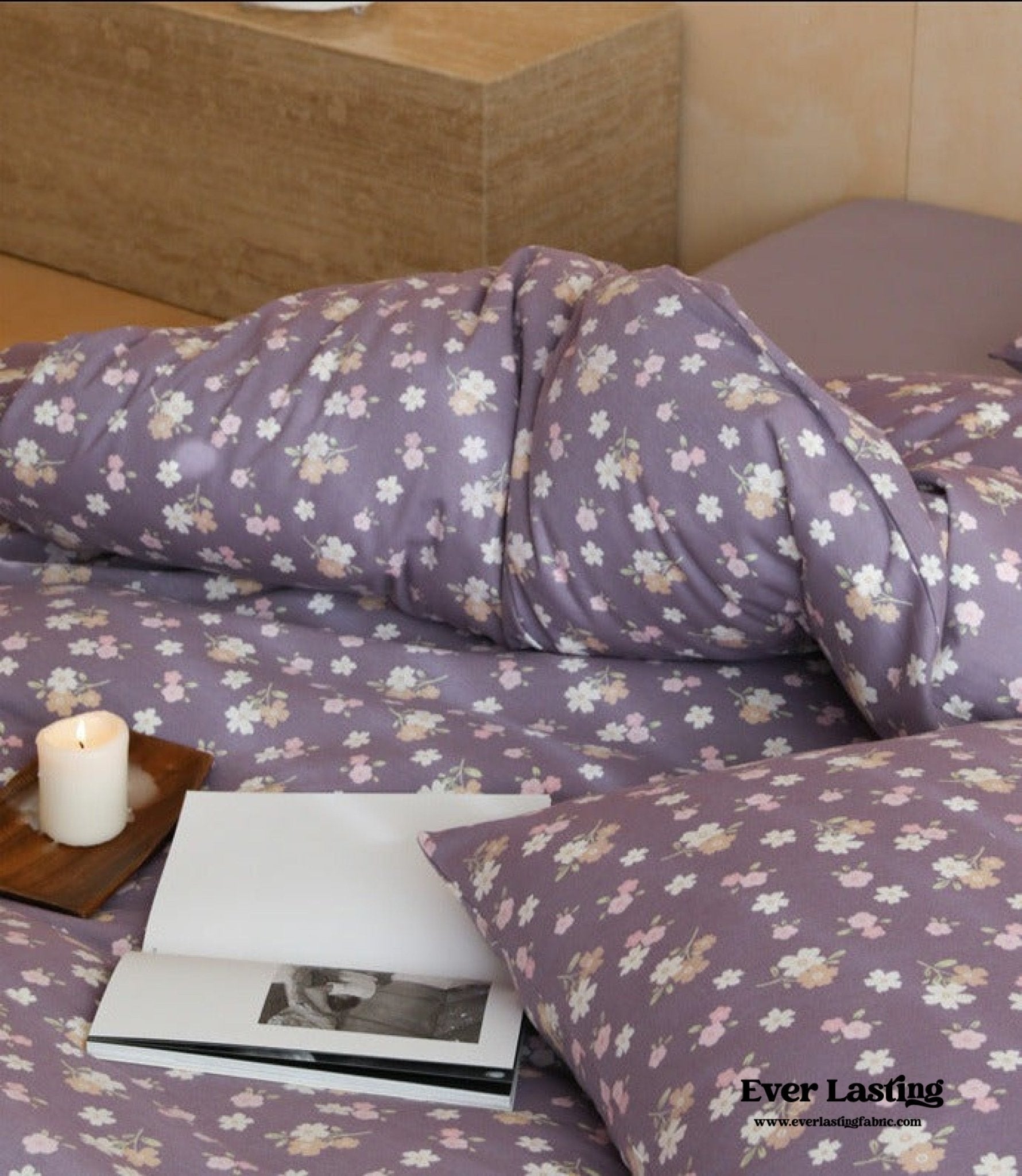 Jersey Knit Cotton Floral Bedding Set / Pink