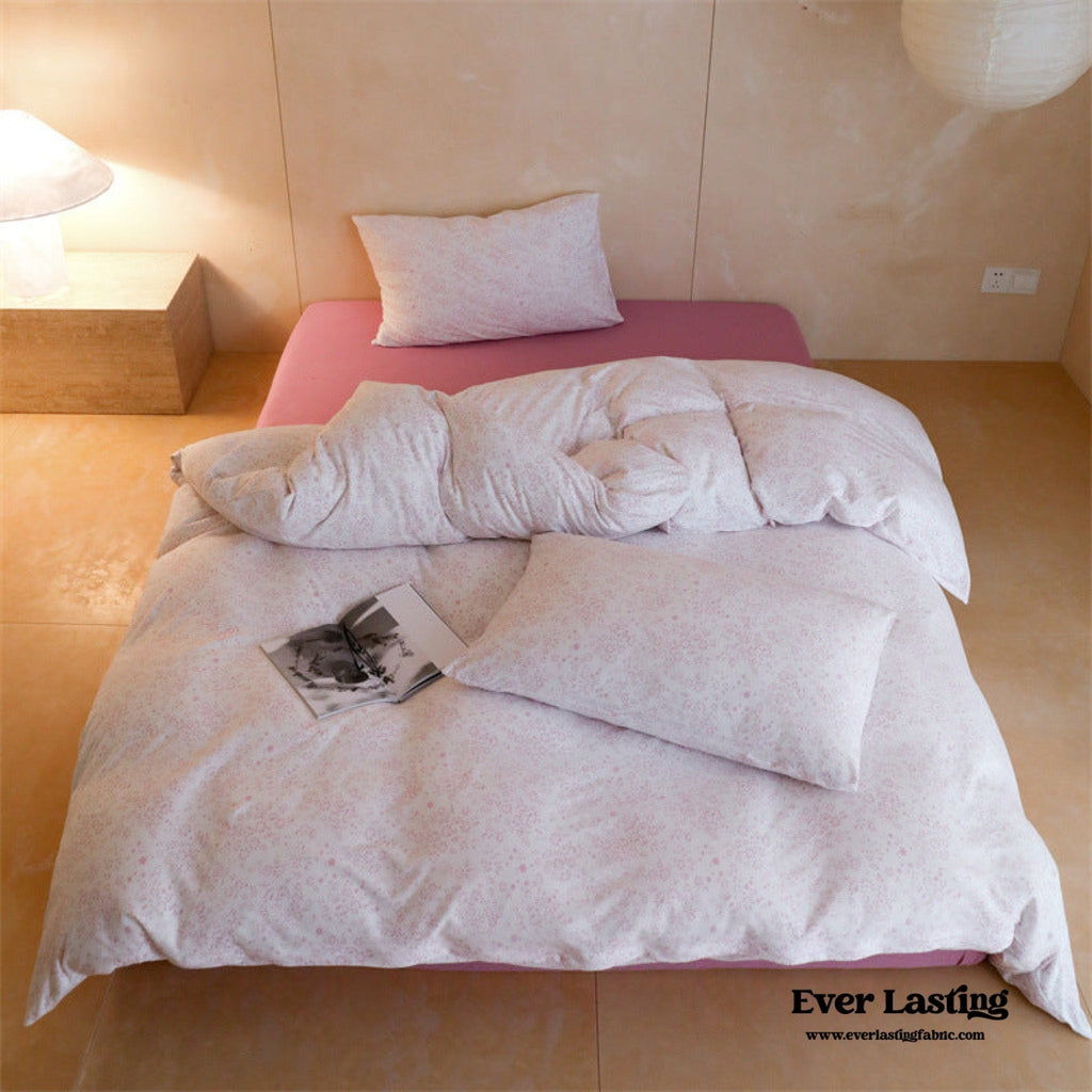 Jersey Knit Cotton Floral Bedding Set / Pink